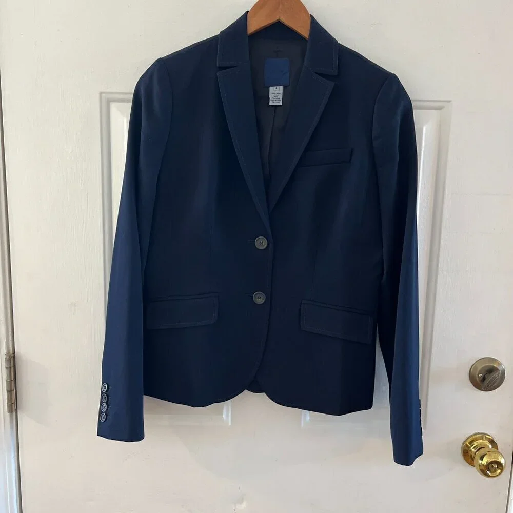 J. Crew Woman's 100% Wool Blue Classic Blazer Sz 4